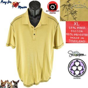 Tommy Bahama Denim XL Khaki Brown Stitching Pima Cotton Polyester Knit Polo 103-